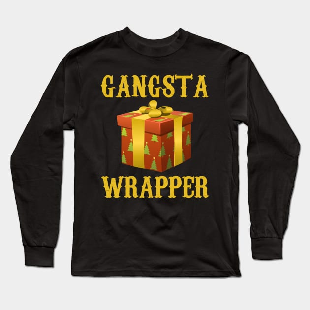 Gangsta Wrapper Funny Christmas Long Sleeve T-Shirt by finedesigns
